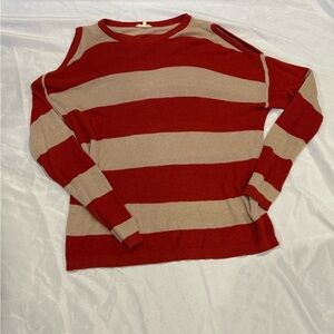 Easel Red and Cream Knit Cold ShoulderSweater